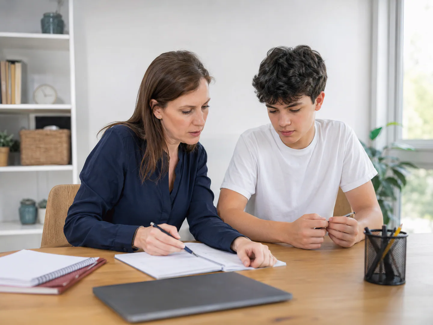 Tutor helping a learner in a real one to one session