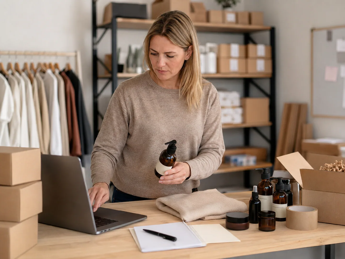 online-store brand owner organizing products collections and storefront content