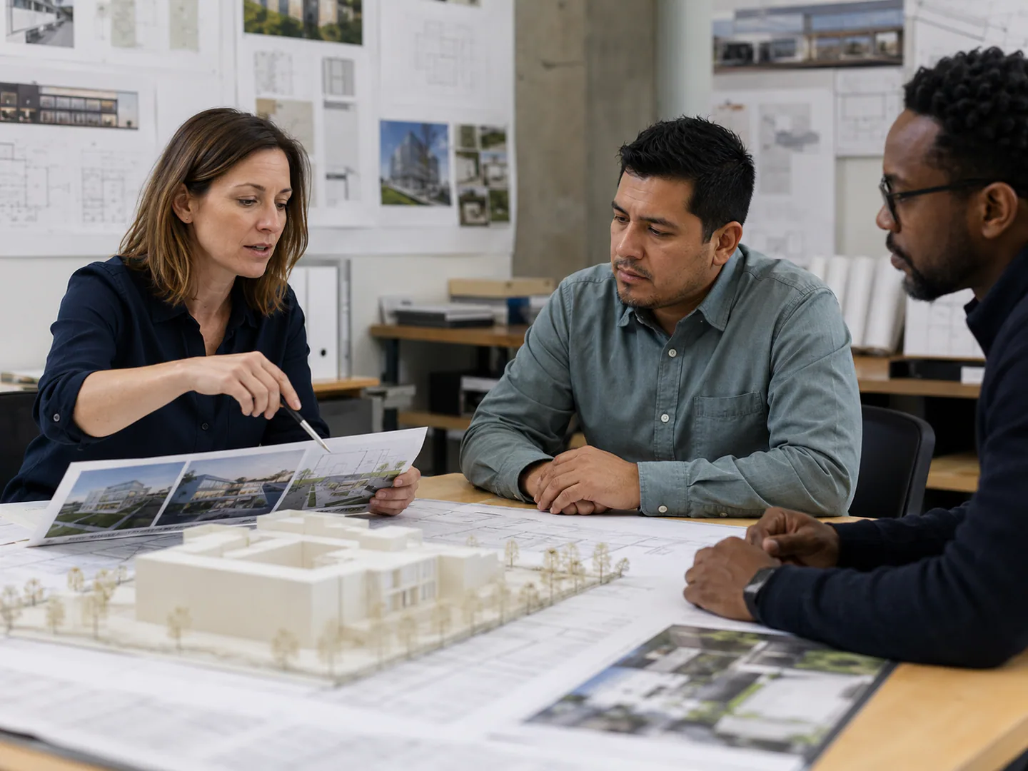 Firm principal presenting portfolio and capabilities