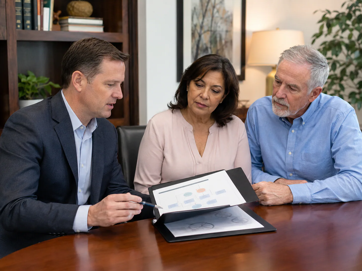 Estate planning professional explaining a general process using non-confidential visual aids
