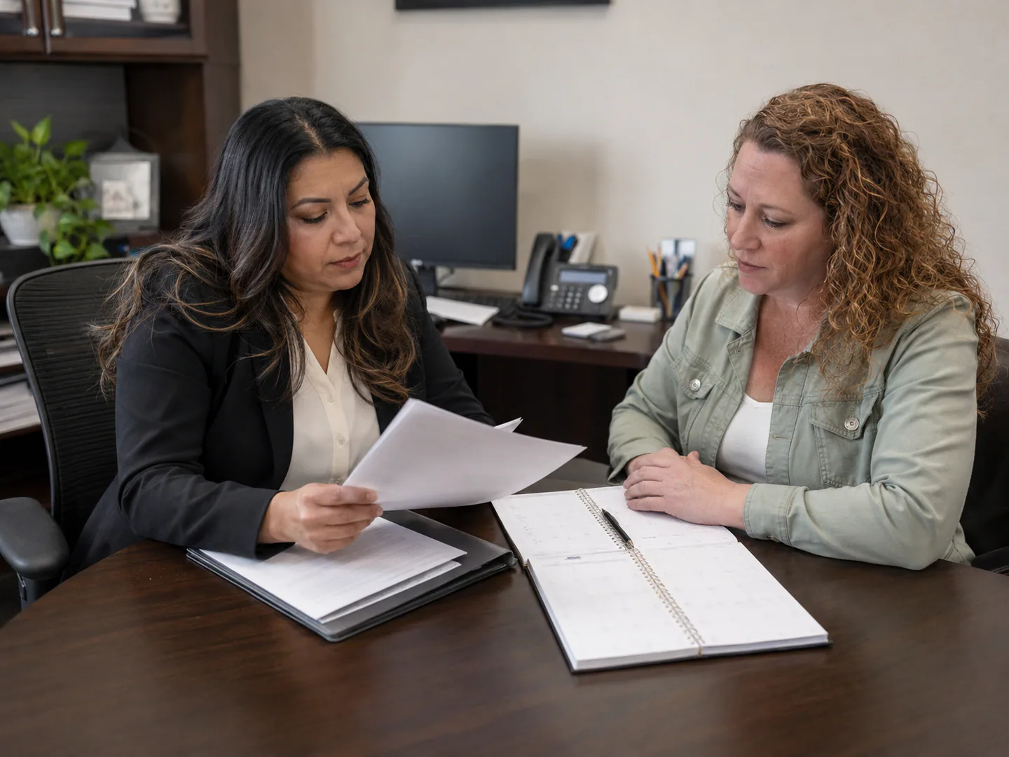 Insurance professional explaining a general service process to a policyholder without coverage promises