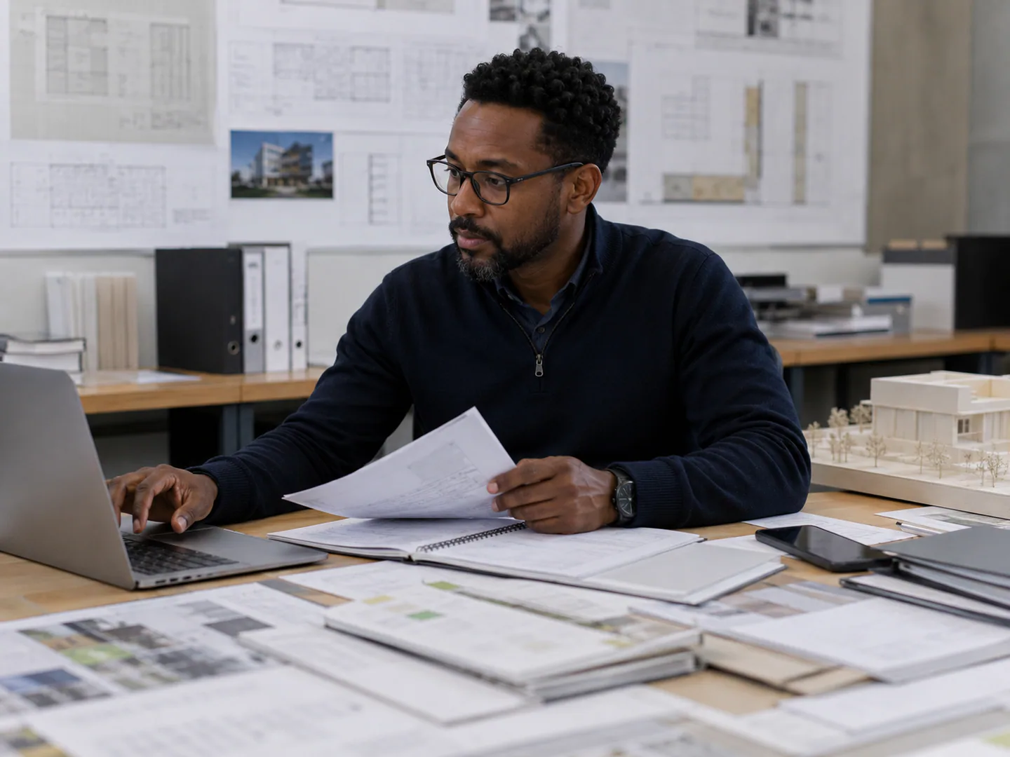 Coordinator organizing firm materials and next actions