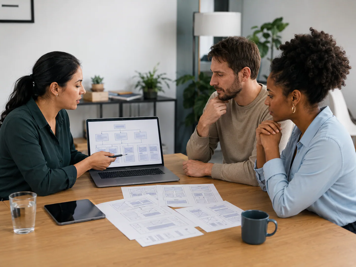 Data services team reviewing a generic analysis workflow without sensitive datasets