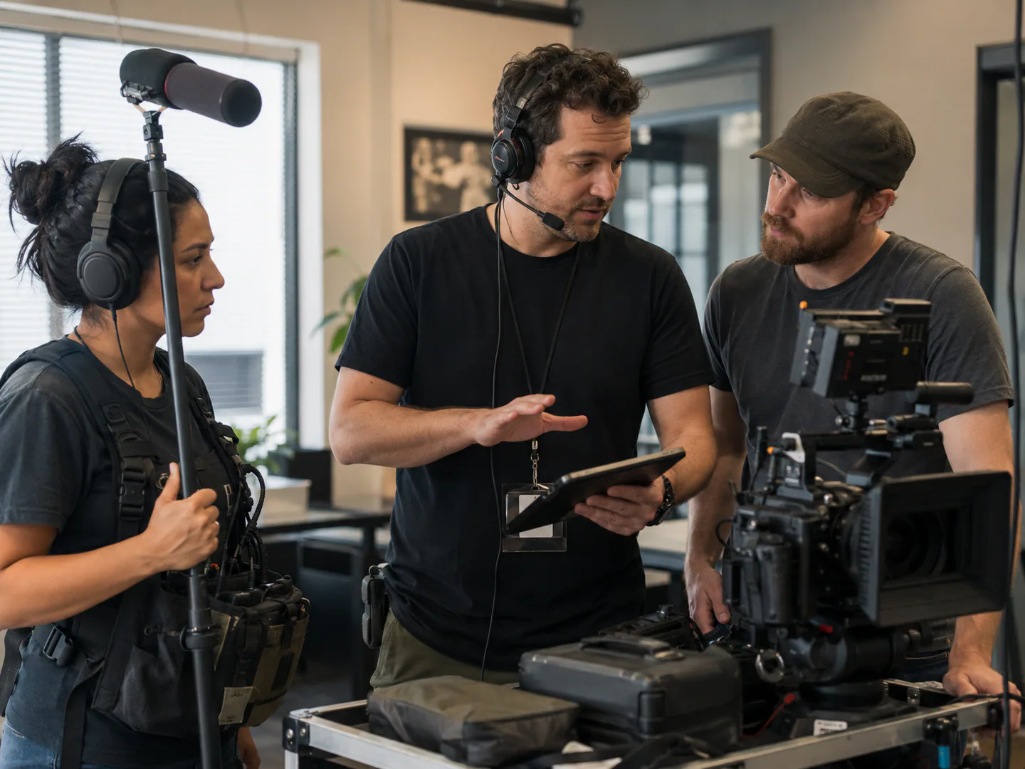 Production company coordinating crew schedule assets and delivery milestones