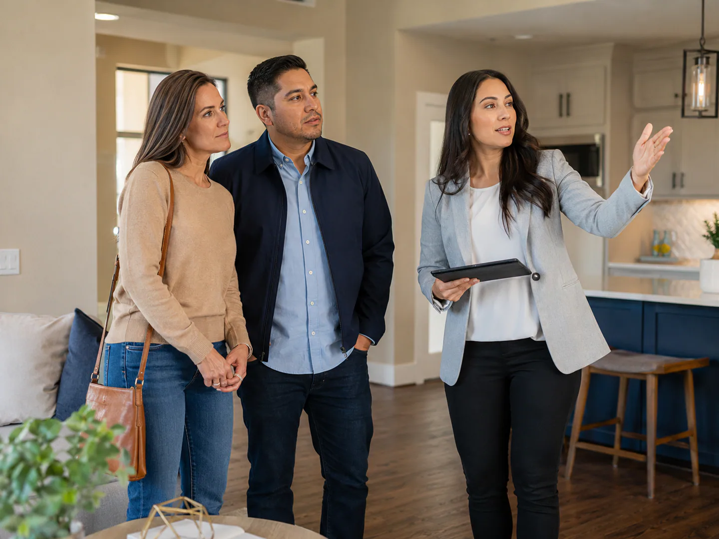Residential real estate agent meeting buyers or sellers