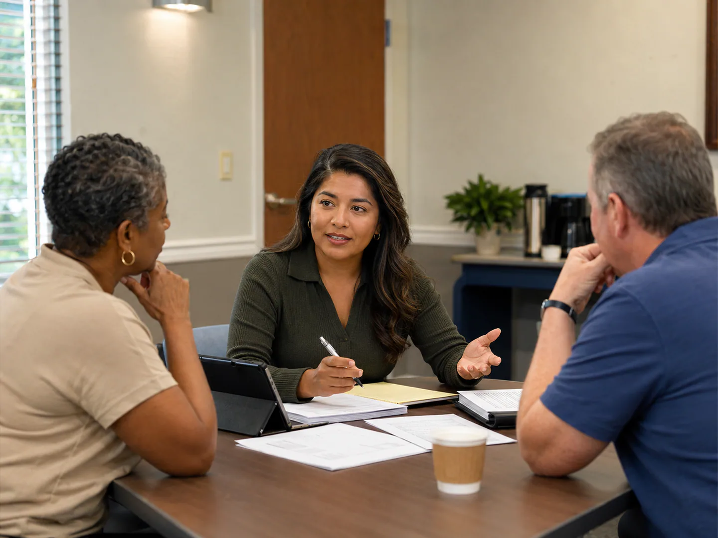 HOA management team meeting with board representatives