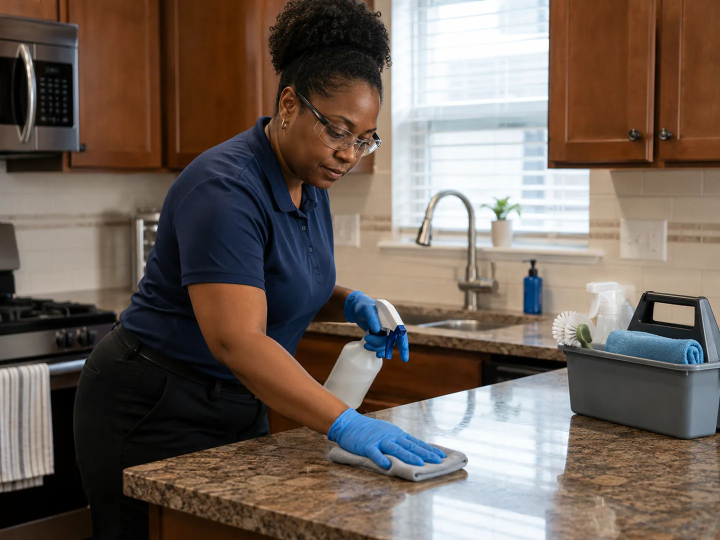 Residential cleaning professional actively serving a real home