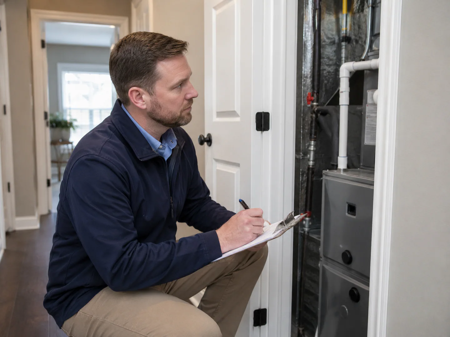 Property inspector examining a residential or commercial building