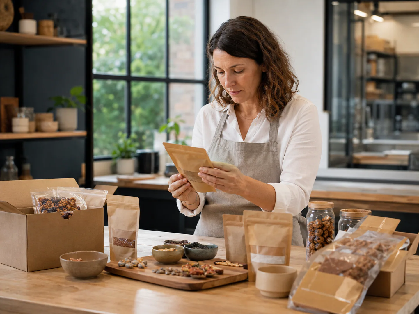 Specialty food brand owner presenting real products and packaging