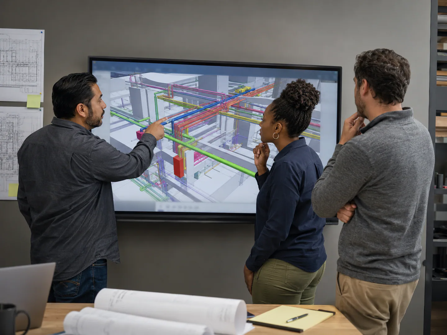 CAD and drafting professional working on technical drawings