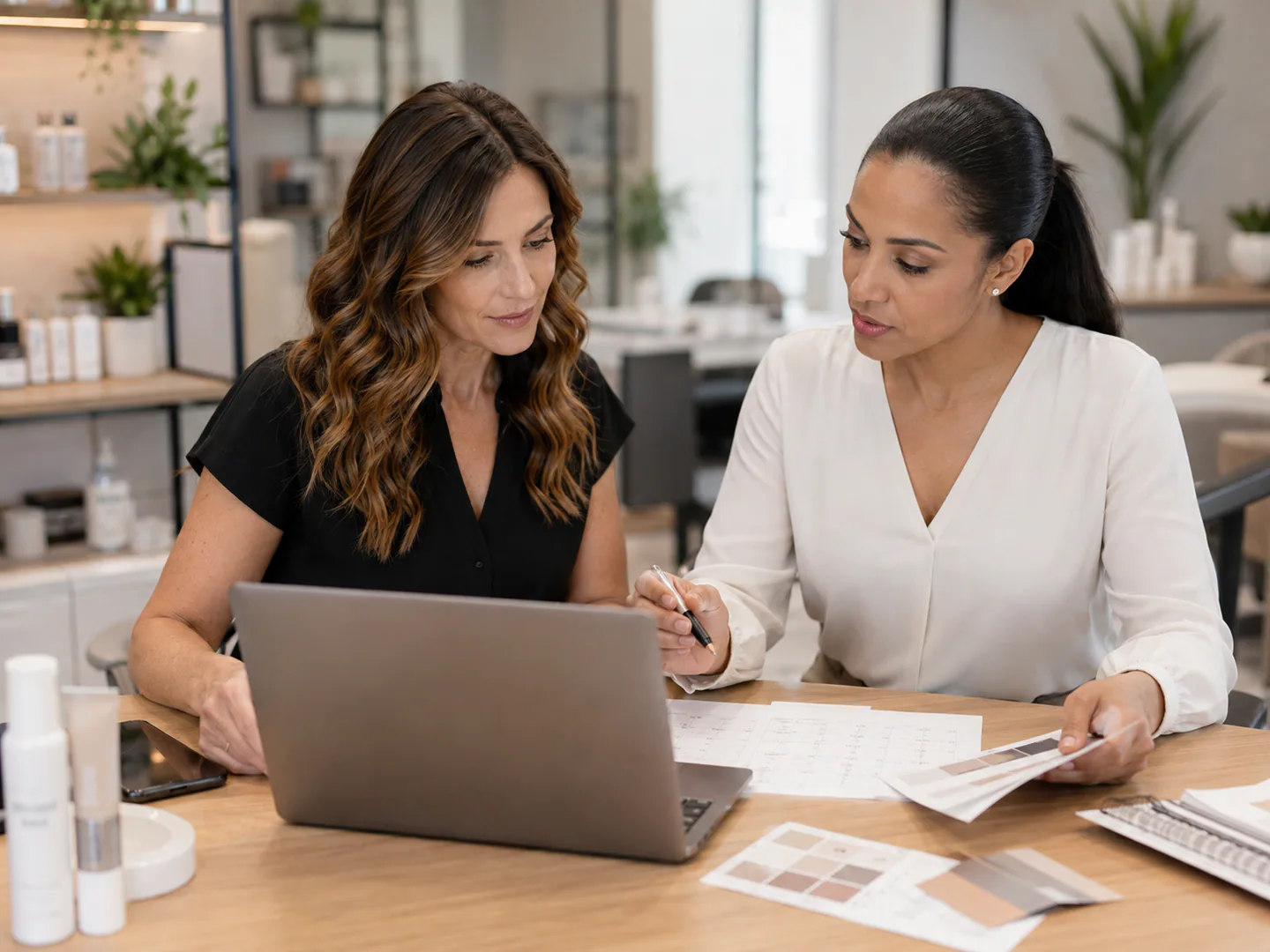 Owner organizing services, payments, scheduling, and business communication